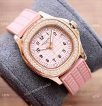 Low Price Patek Philippe Aquanaut 'Luce' quartz watches Pink Dial w Diamond-set